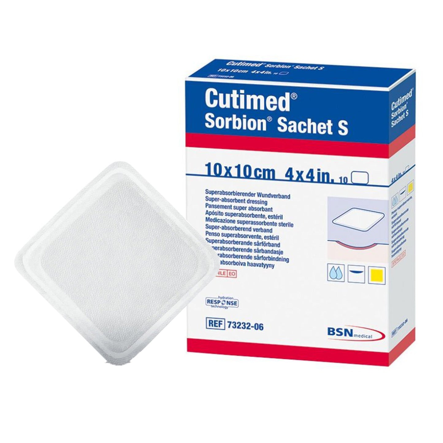 Cutimed Sorbion Sachet S Gelling Fiber Wound Dressing, 4 x 4 Inch