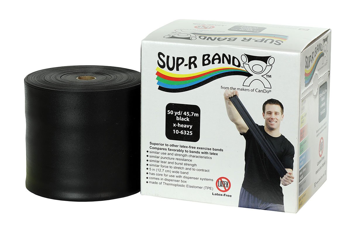 Sup-R Band Exercise Extra-Heavy Resistance Band, Black, 5 Inch x 50 Yard
