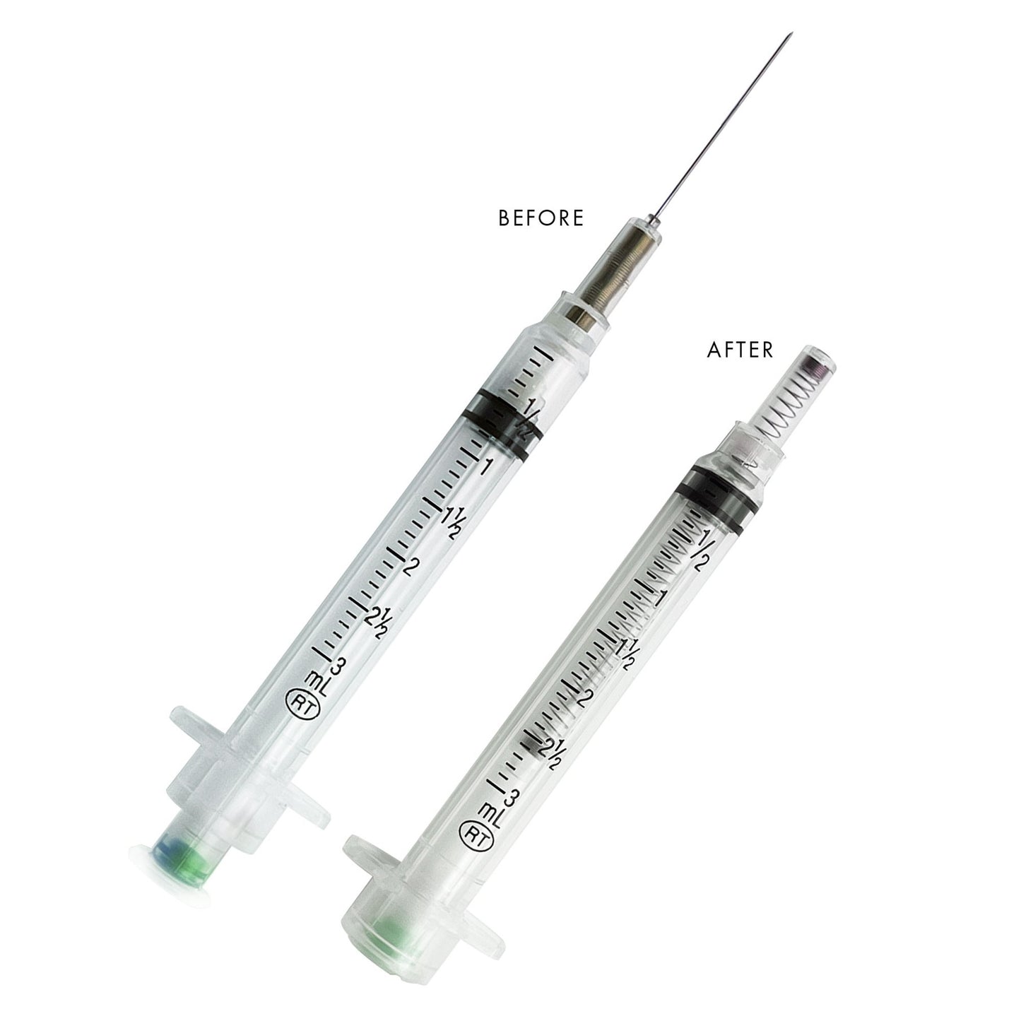 VanishPoint 3 mL Syringe with Hypodermic Needle, 21 Gauge, 1.5" Needle Length