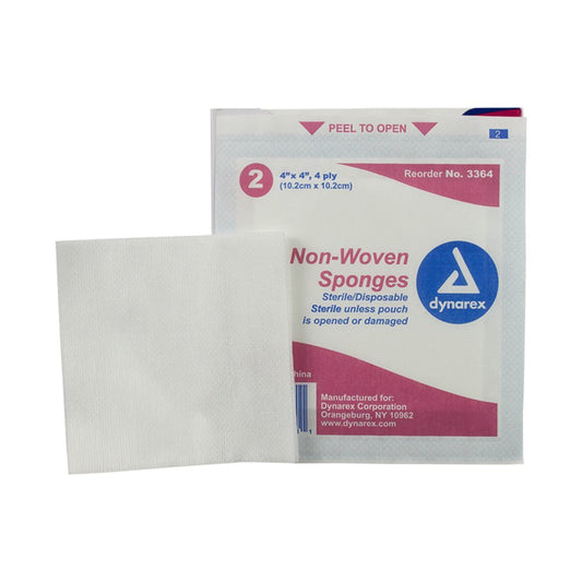 dynarex Sterile Nonwoven Sponge, 4 x 4 Inch, 4-Ply