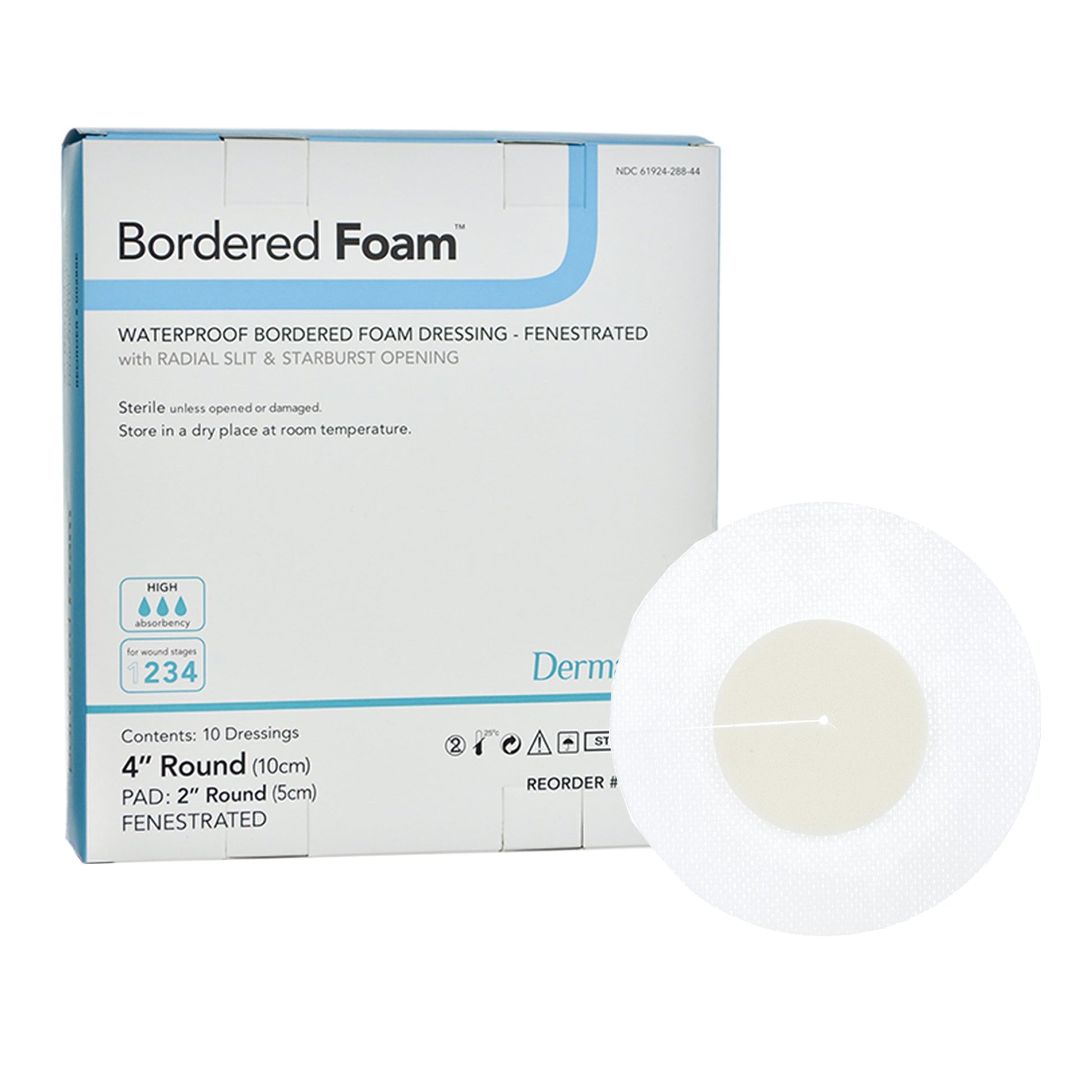 BorderedFoam Adhesive with Border Foam Dressing, 4-Inch Round