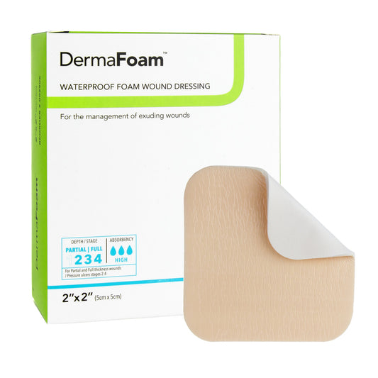 DermaFoam Nonadhesive without Border Foam Dressing, 2 x 2 Inch