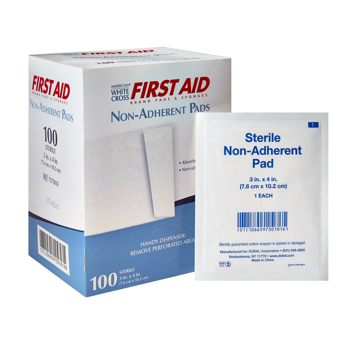 American White Cross Nonadherent Dressing, 3 x 4 Inch