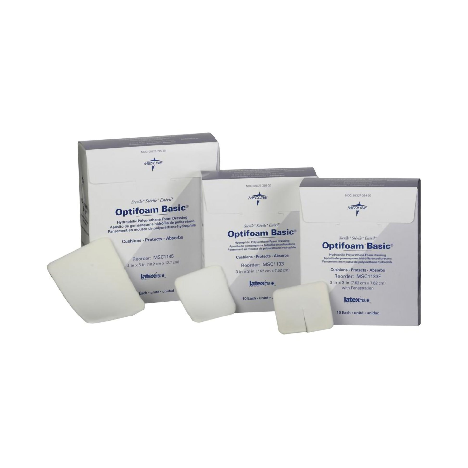 Optifoam Basic Nonadhesive without Border Foam Dressing, 3 x 3 Inch