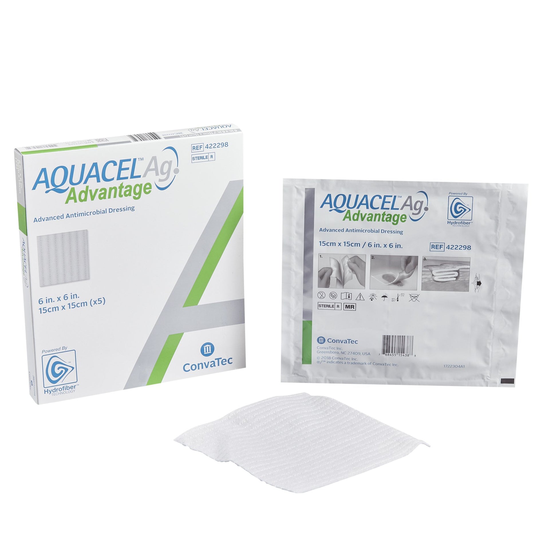 Aquacel Ag Advantage Silver Dressing, 6 x 6 Inch