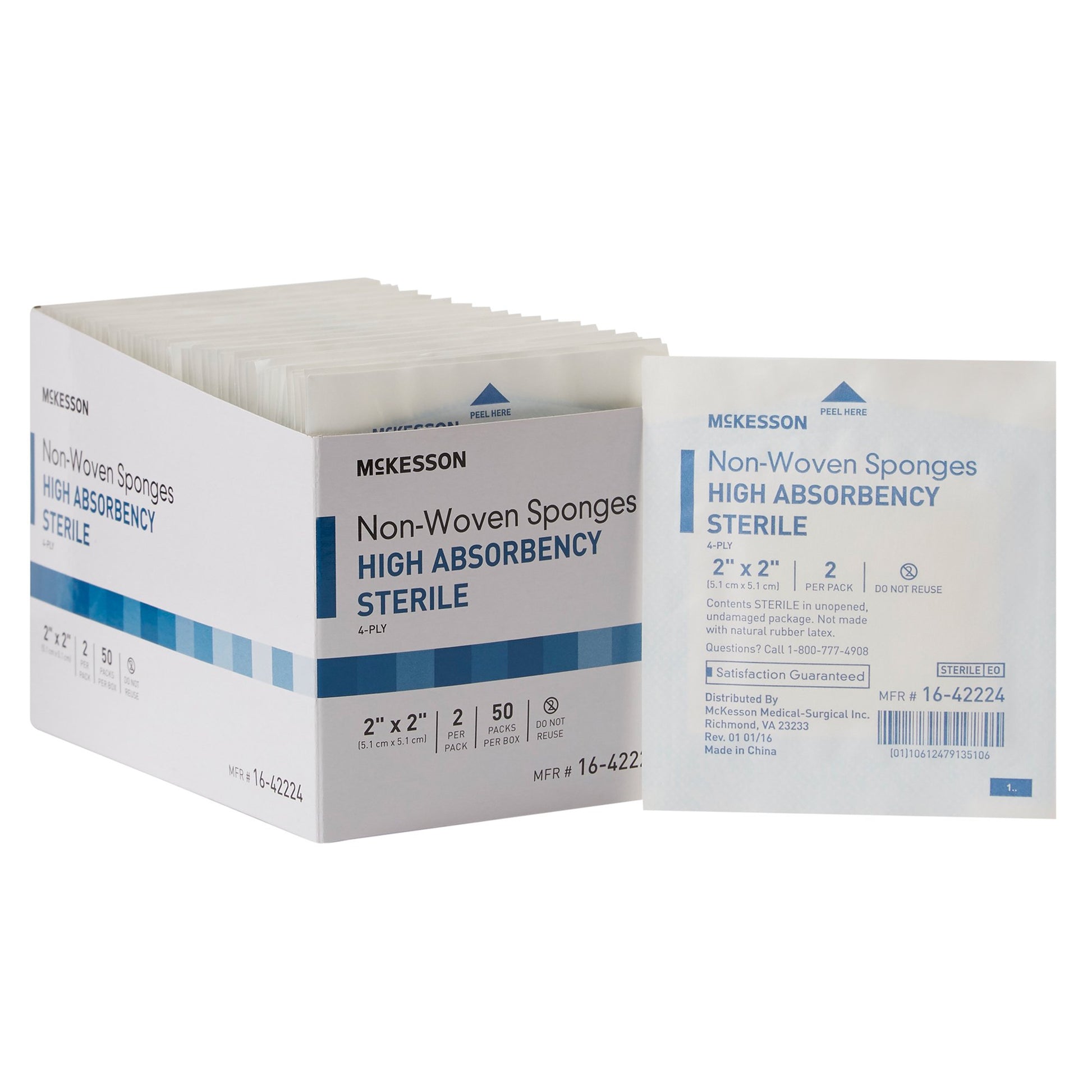 McKesson Sterile Nonwoven Sponge, 2 x 2 Inch, Four Ply
