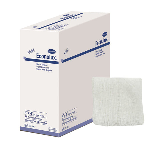Econolux Sterile Gauze Sponge, 4 x 4 Inch, 12-Ply