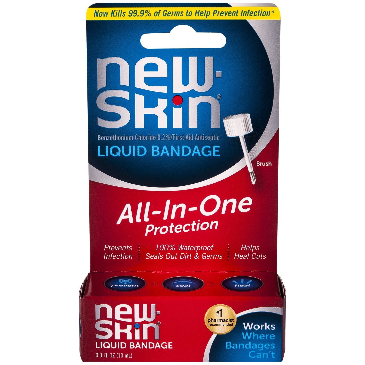 new-skin Benzethonium Chloride 0.2% First Aid Antiseptic Liquid Bandage, 10 mL