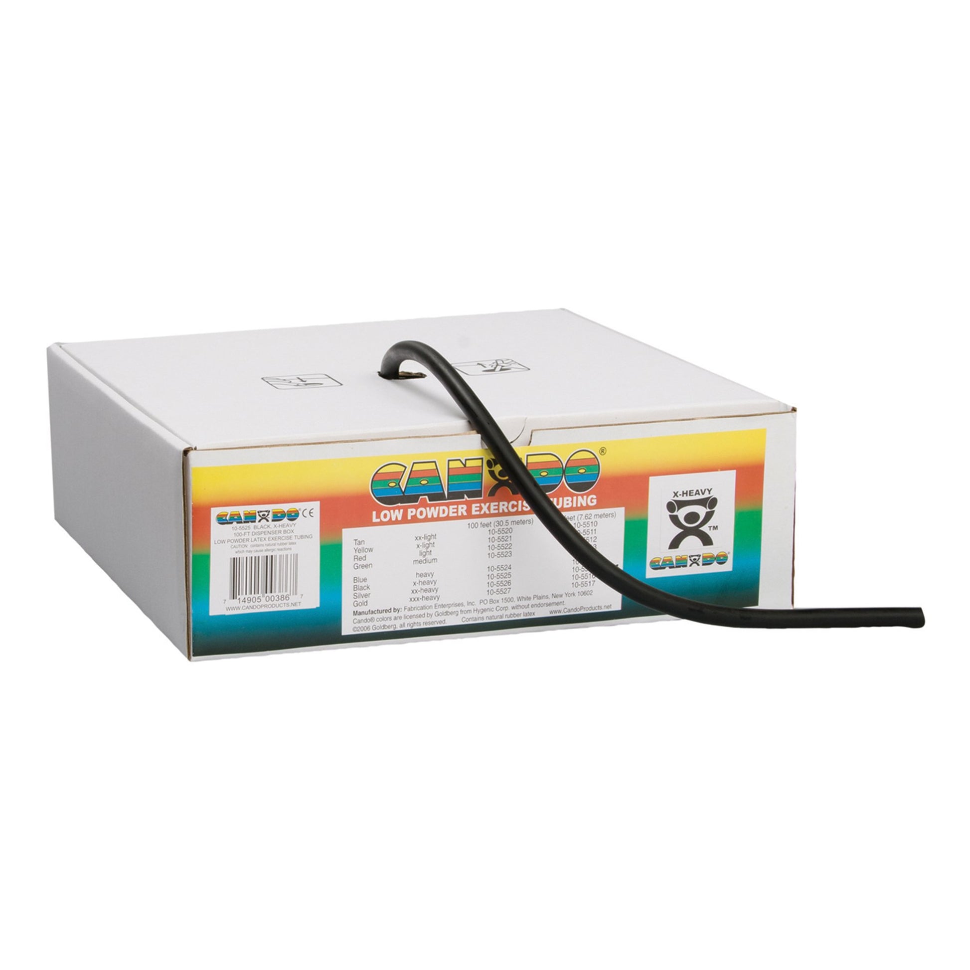 CanDo Low Powder Exercise Resistance Tubing, Black, 100', X-Heavy Resistance