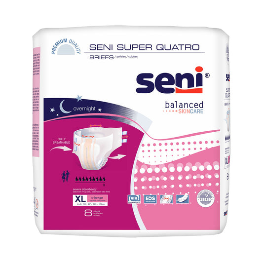 Seni Super Quatro Severe Absorbency Incontinence Brief, Extra Large
