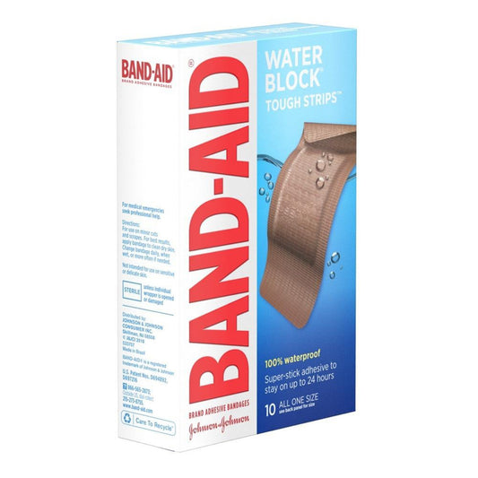 Band-Aid Water Block Tough Strips Adhesive Bandages, 1.75 x 4 Inch