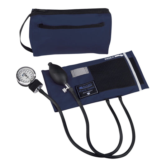 Mabis Match Mates Manual Aneroid Sphygmomanometer with Cuff, Dark Blue