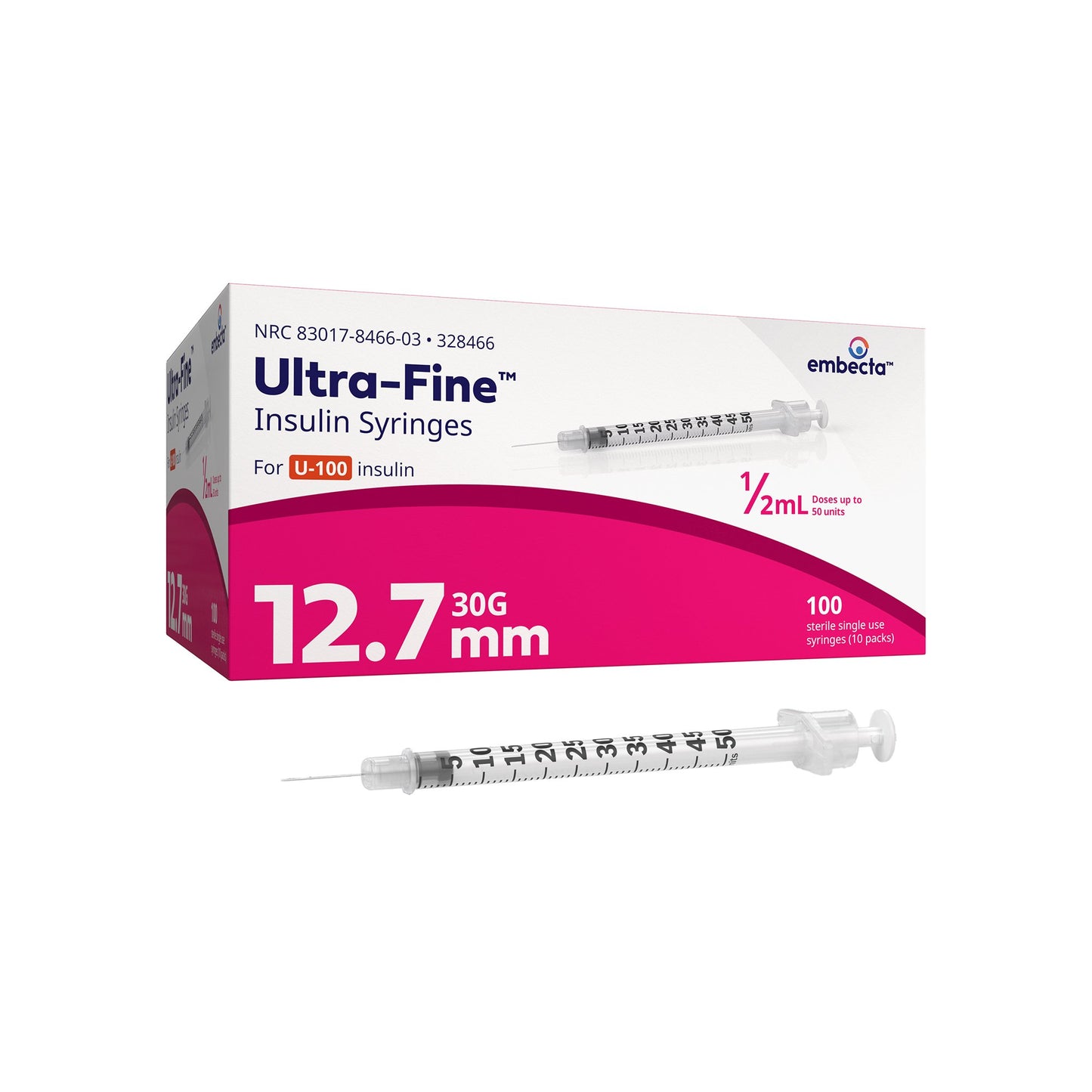 Safety Insulin Syringe with Needle SafetyGlide™ 1 mL 15/64 Inch 31 Gauge Sliding Safety Needle Regular Wall