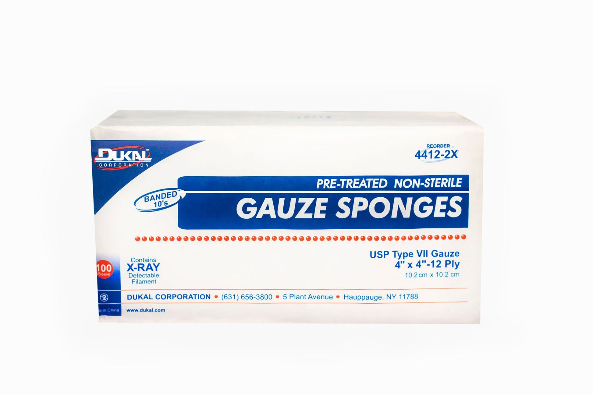 Dukal™ USP Type VII X-Ray Detectable Gauze Sponge, 4 x 4 Inch, 12-Ply