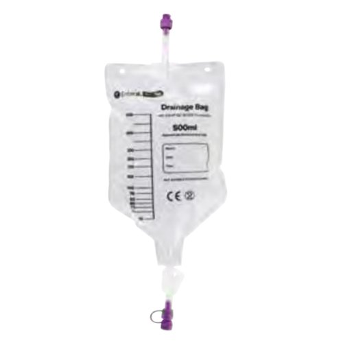 Enteral Drainage Bag ENFit Without Tubing 500 mL Sterile ENFit Connector Barrier