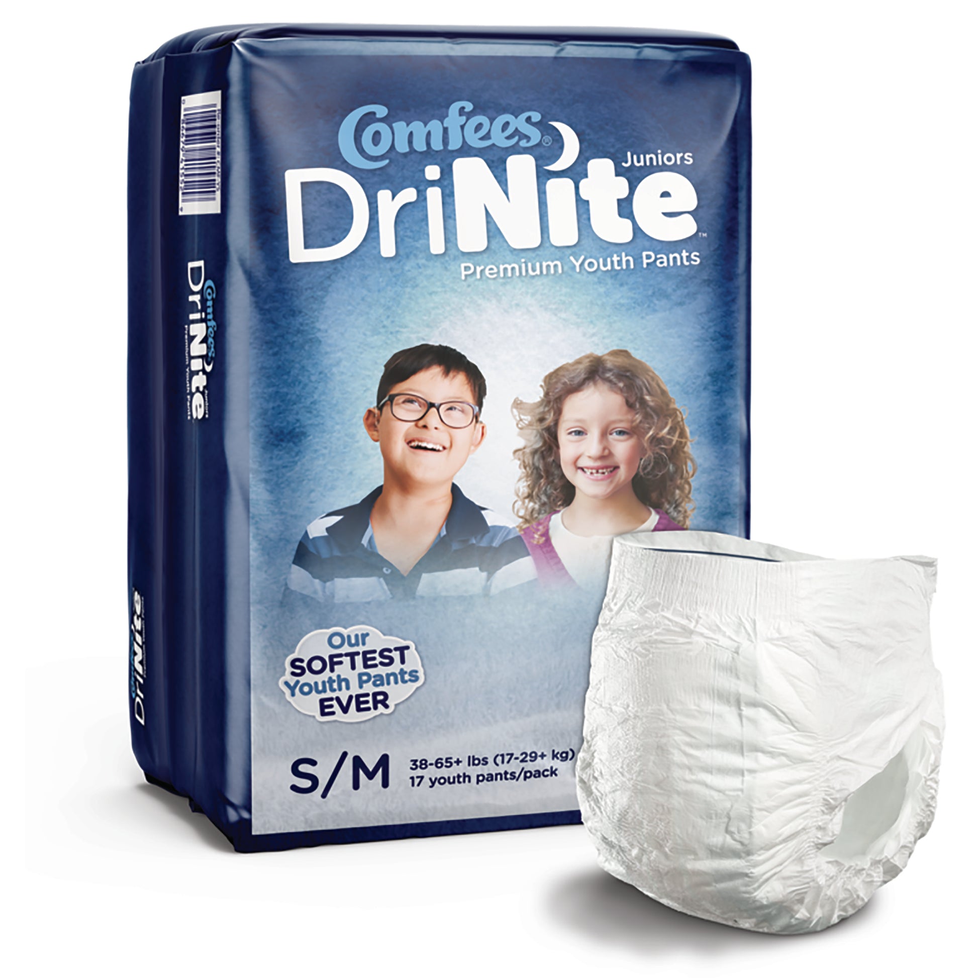 Comfees DriNite Juniors Absorbent Underwear, Small / Medium