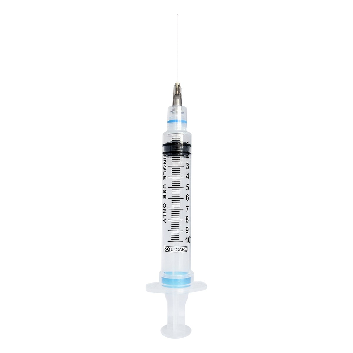 Safety Hypodermic Syringe with Needle Sol-Care™ 10 mL 1-1/2 Inch 22 Gauge Retractable Safety Needle Regular Wall