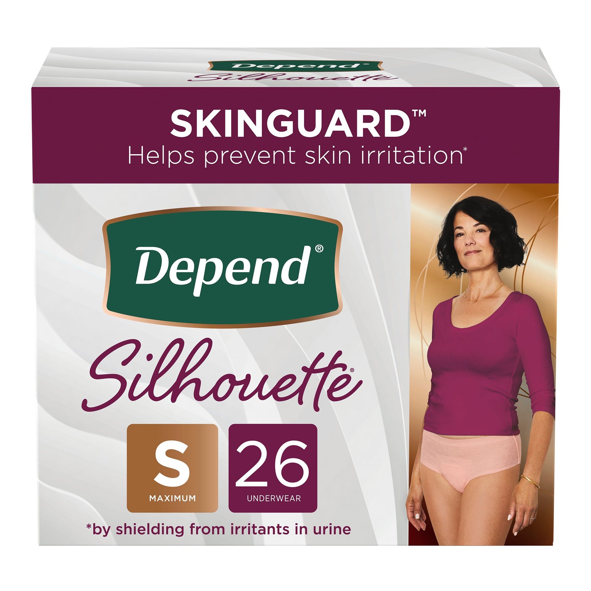 Absorbent Underwear Depend Silhouette Waistband Style Adult Small Female Disposable Heavy Absorbency