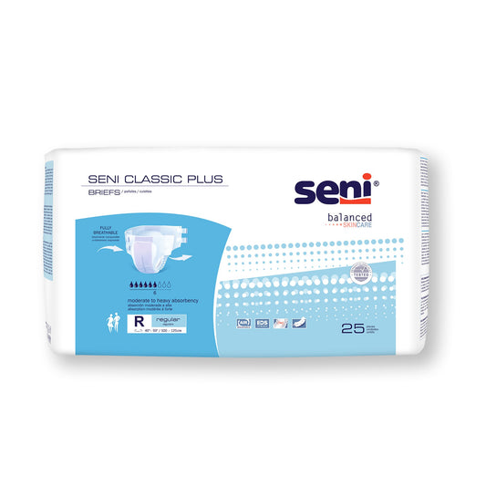 Seni Classic Plus Moderate to Heavy Absorbency Incontinence Brief, Regular