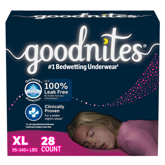 GoodNites Bedwetting Underwear, Extra Large for Girls weighing 95 – 140 lbs.