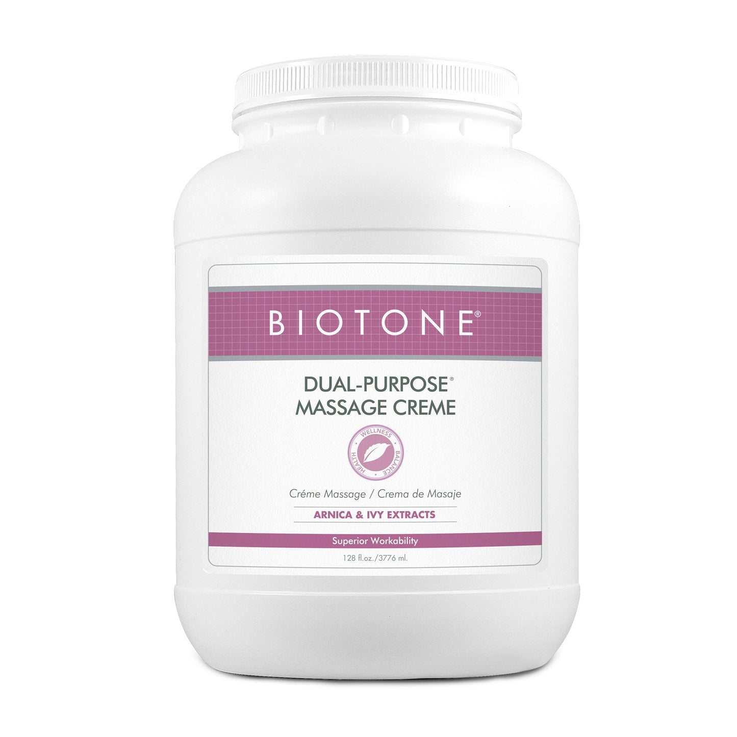 Biotone Dual-Purpose Massage Crème with Arnica and Ivy Extracts, 1-gallon Jar