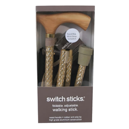 Switch Sticks Folding Cane, Pearl Gold, 32 to 37 Inch Height