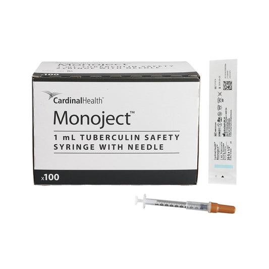 Monoject™ 1 mL Tuberculin Syringe with Needle, 28 Gauge, 1/2 Inch Needle Length