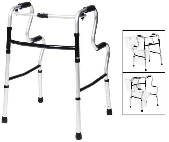Lumex UpRise Single Release Folding Walker, 32 – 39 Inch, Onyx, Aluminum