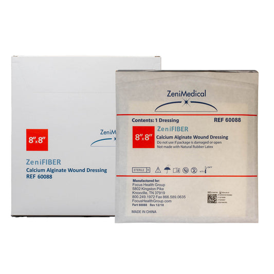 Alginate Dressing ZeniFIBER Calcium Alginate 8 X 8 Inch Square