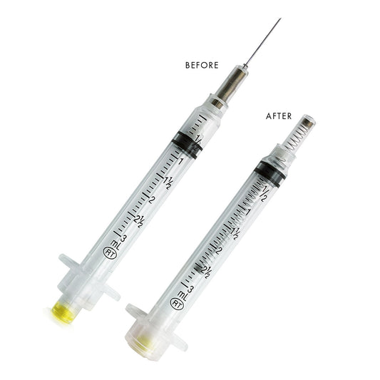 VanishPoint 3 mL Syringe with Hypodermic Needle, 20 Gauge, 1 Inch Needle Length