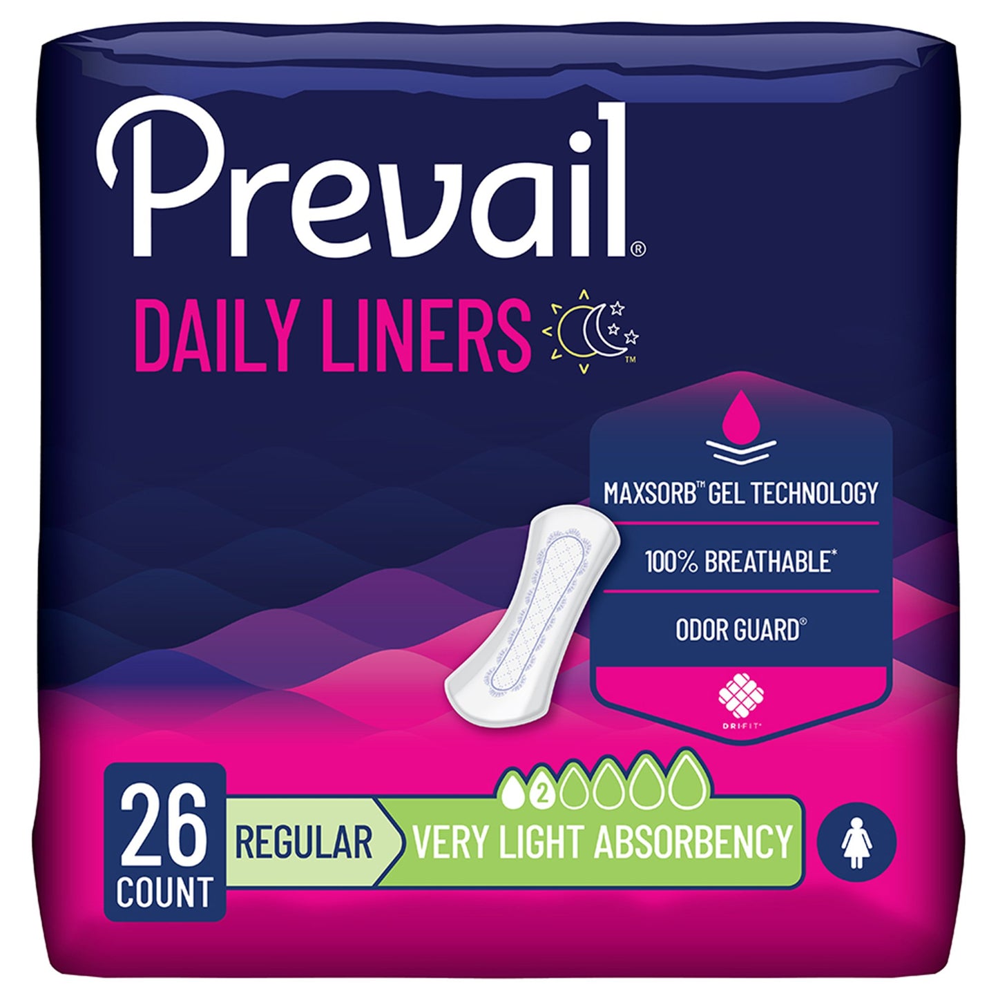 Prevail Daily Liner Very Light Bladder Control Pad, 7.5-Inch Length