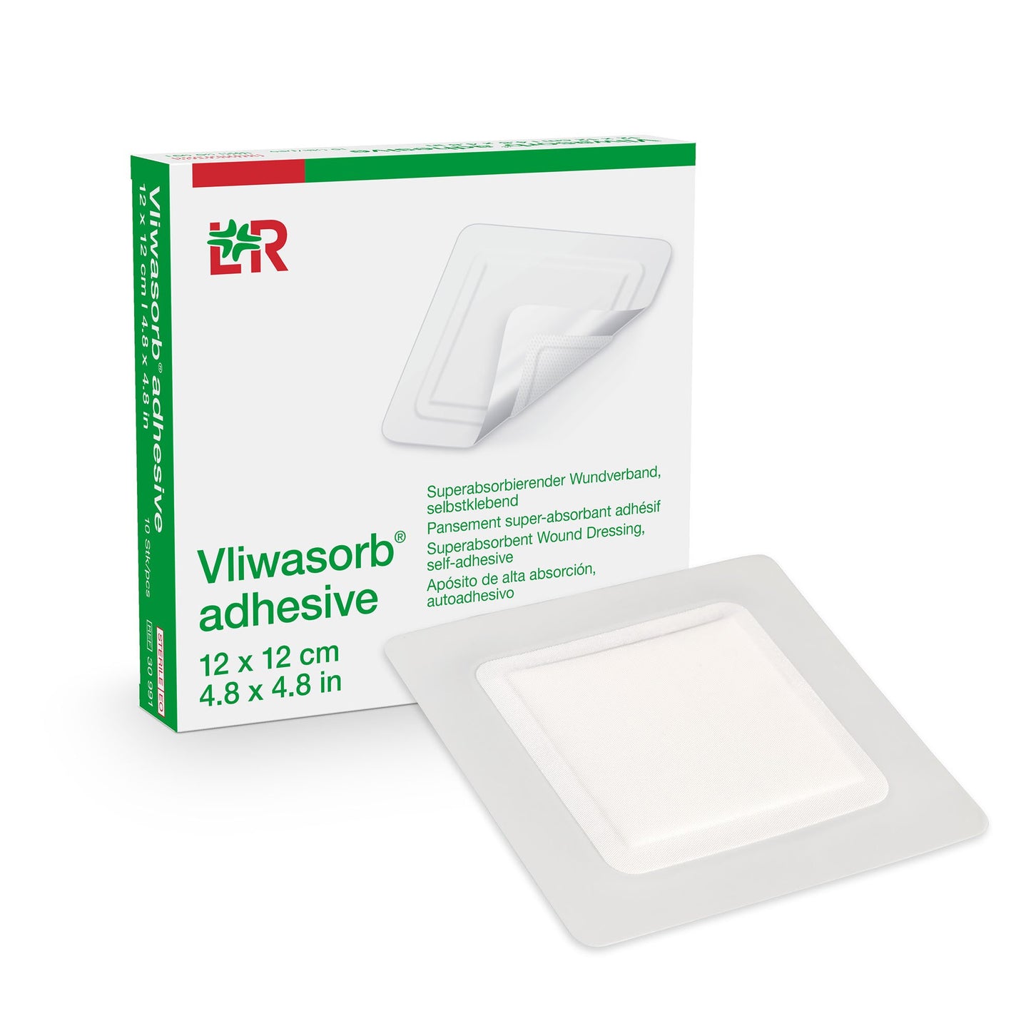 Super Absorbent Dressing Vliwasorb Border Polyacrylate Adhesive 5 X 5 Inch Square