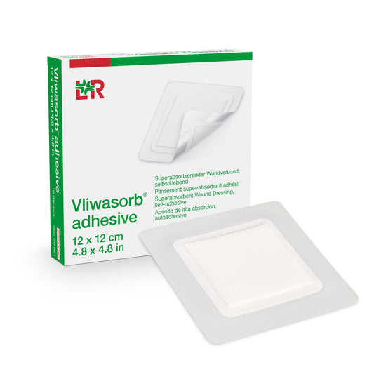 Super Absorbent Dressing Vliwasorb Border Polyacrylate Adhesive 5 X 5 Inch Square
