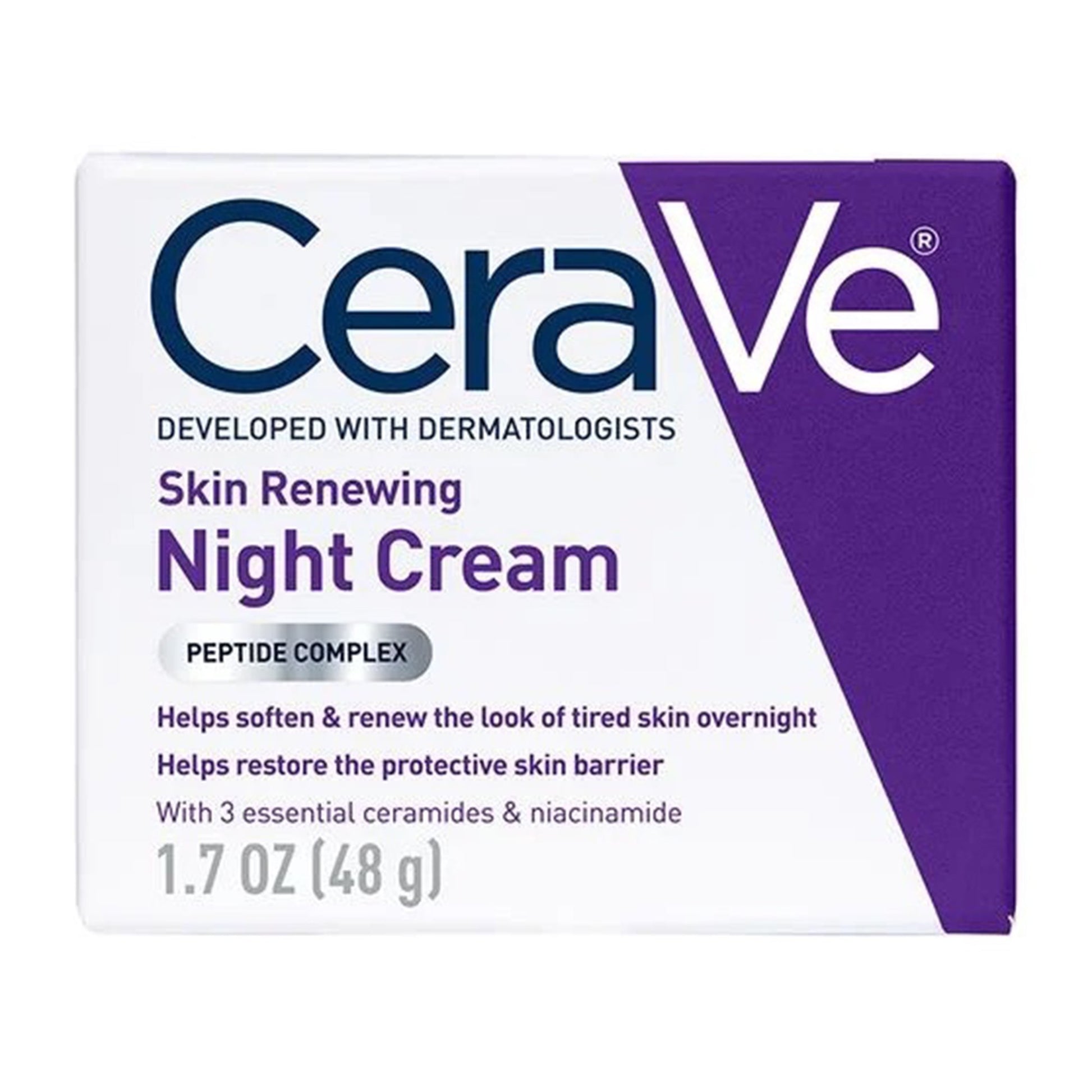 CeraVe Skin Renewing Night Cream Peptide Complex, 48-gram Jar