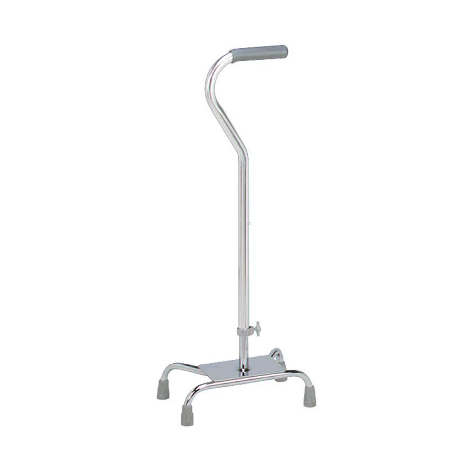 Carex Offset Quad Cane with Large Base, Silver