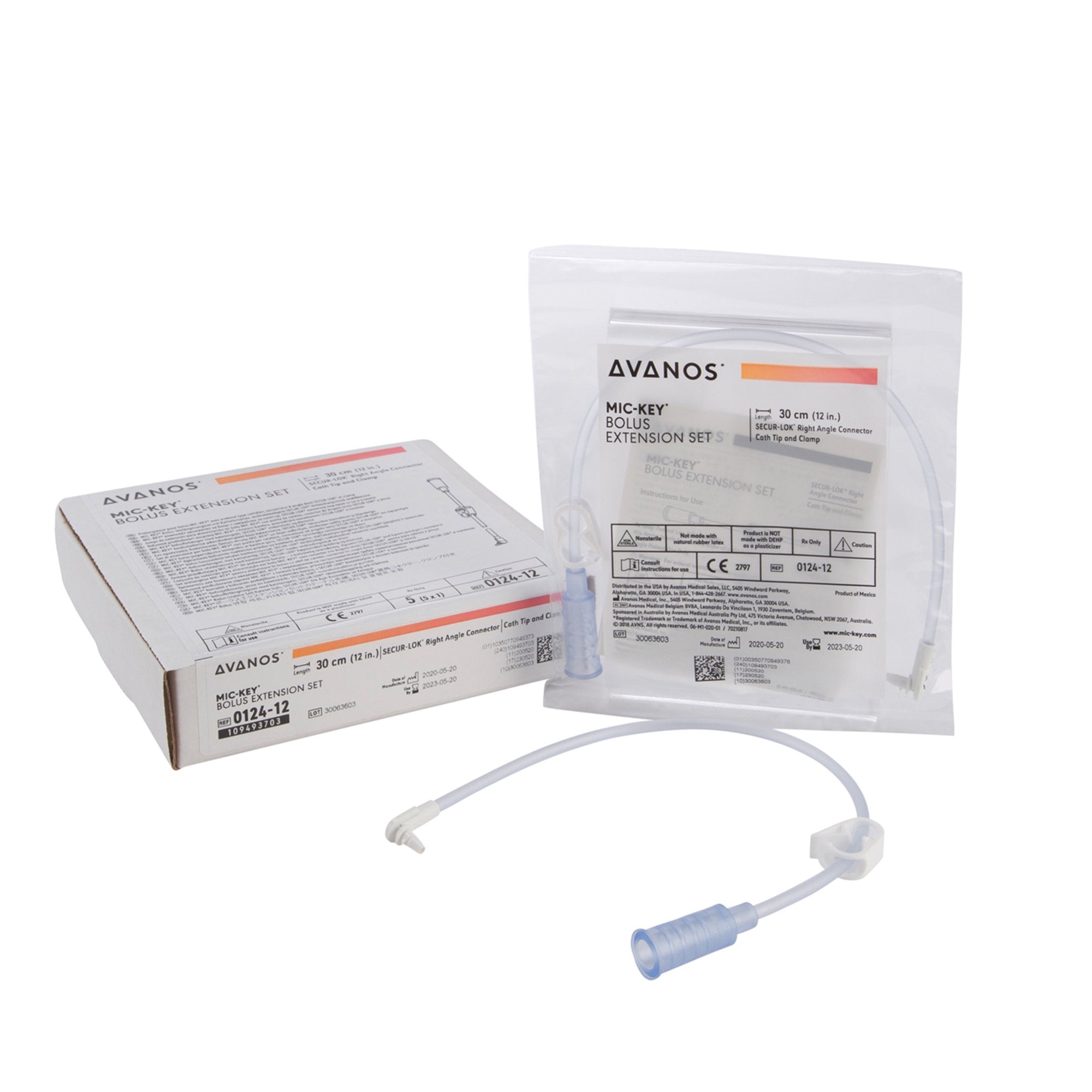 Bolus Extension Feeding Tube Set, Mic-Key, Cath Tip, Secur-Lok Clamp ...