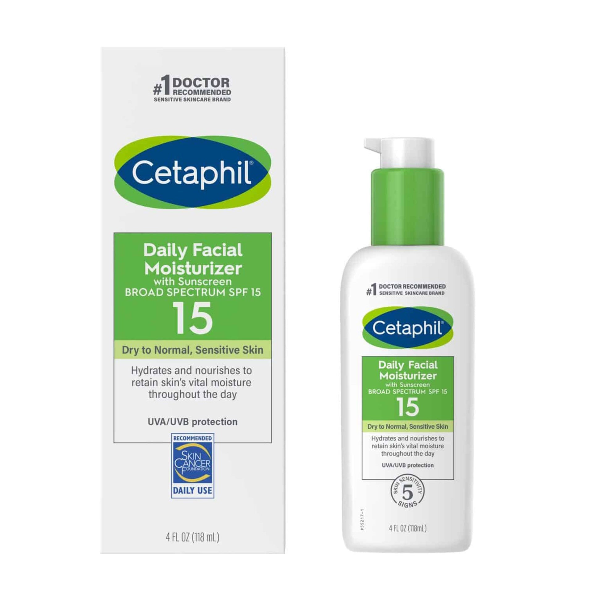 Cetaphil Daily Facial Moisturizer SPF 15, 4-ounce Pump Bottle