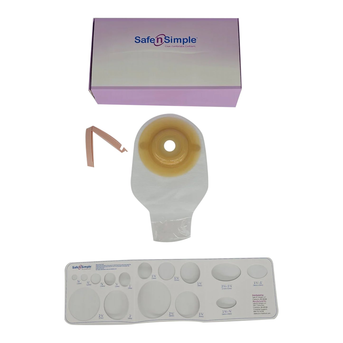 Ostomy Pouch Safe n Simple™ One-Piece System 12 Inch Length Convex, Pre-Cut 1 Inch Stoma Drainable