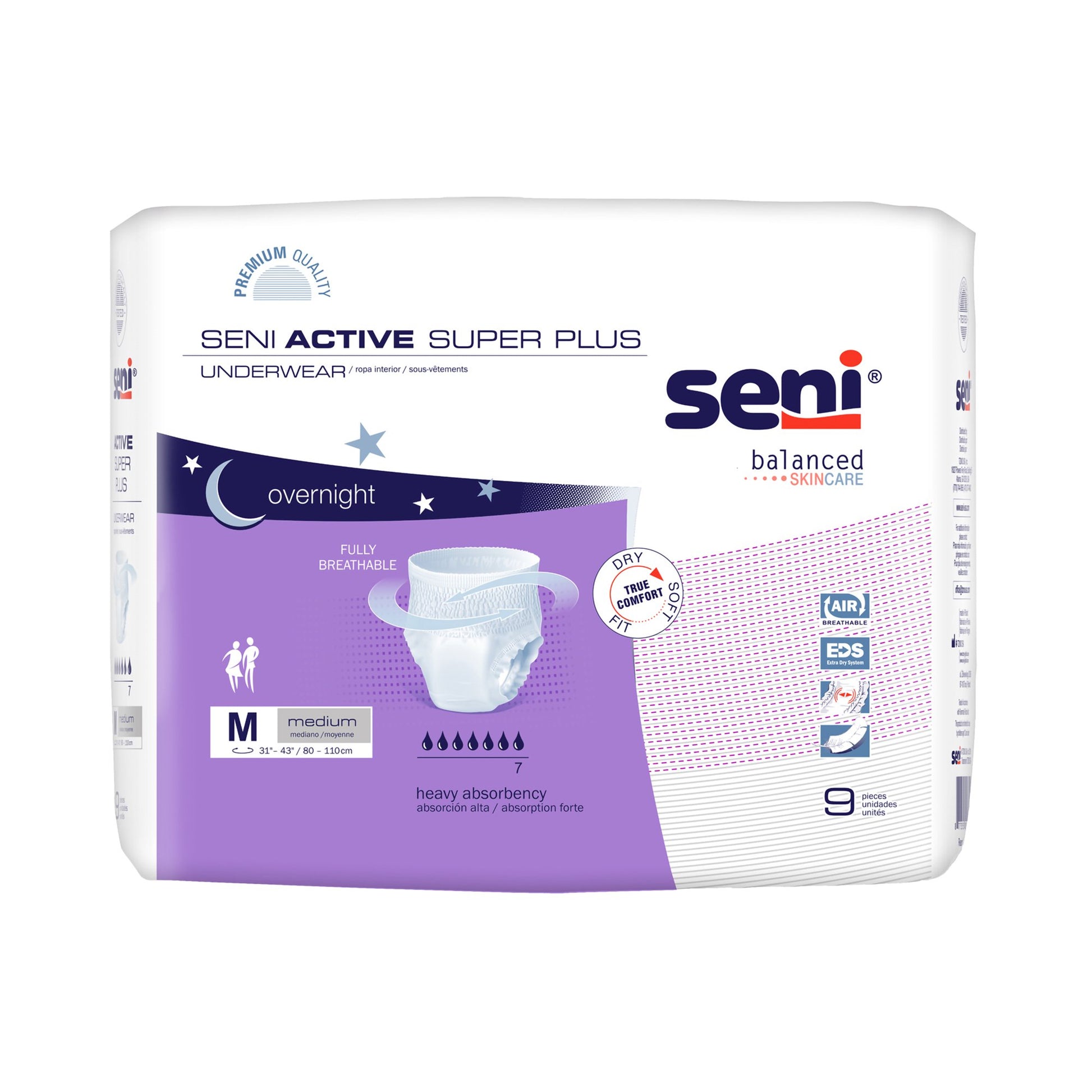 Seni Active Super Plus Overnight Heavy Absorbent Underwear, Medium