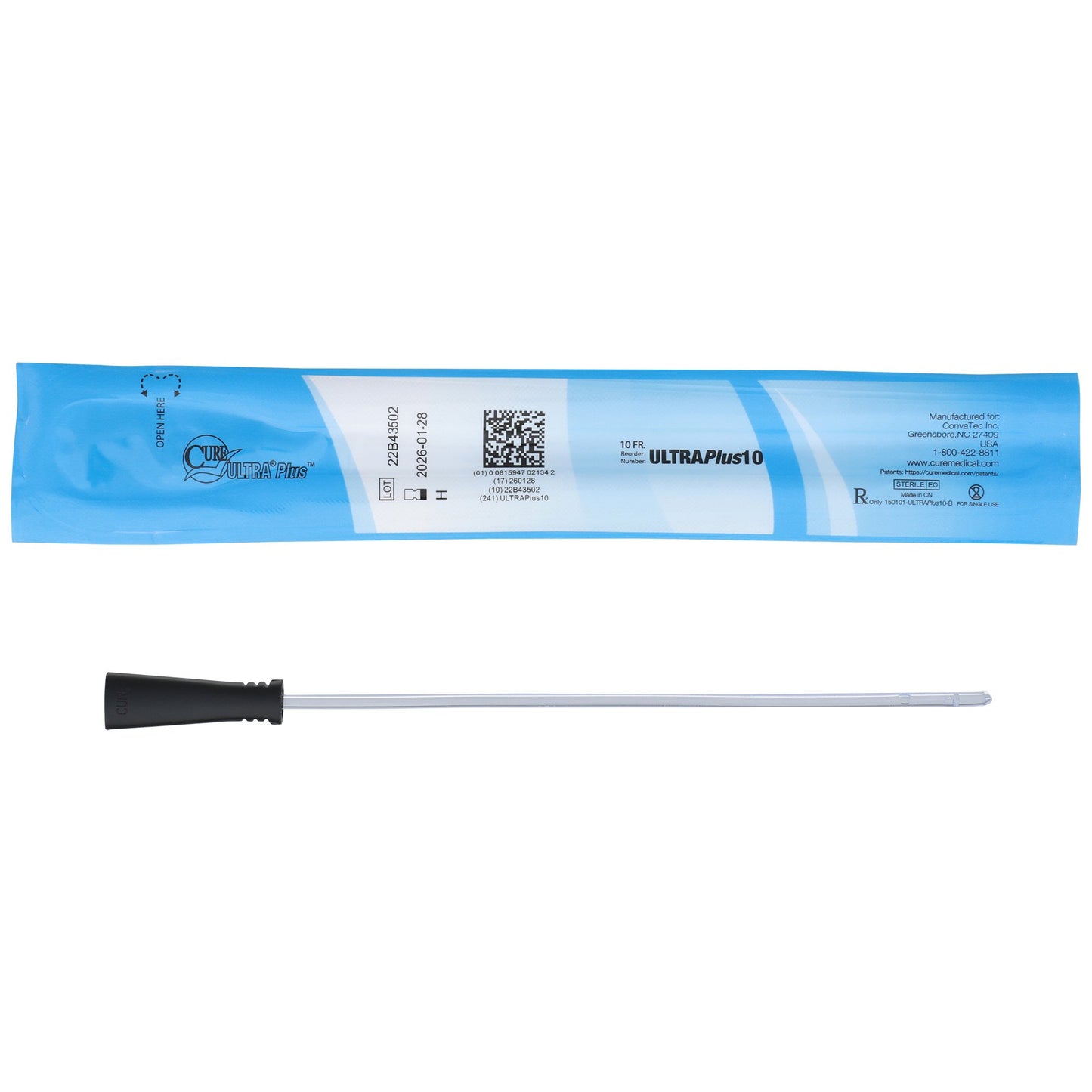 Urethral Catheter Cure Ultra Plus™ Straight Tip Lubricated PVC 10 Fr. 8 Inch Length