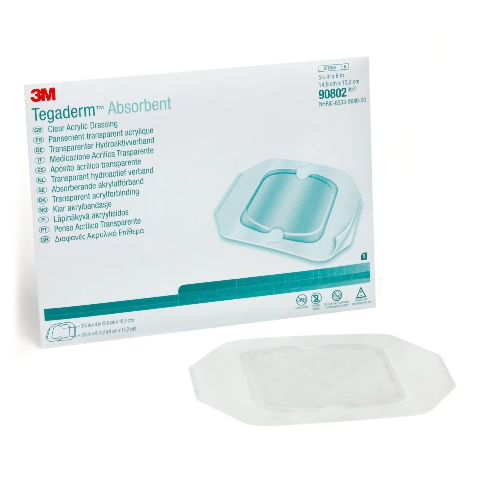 3M™ Tegaderm™ Absorbent Acrylic Transparent Film Dressing, 5-7/8 x 6 I ...
