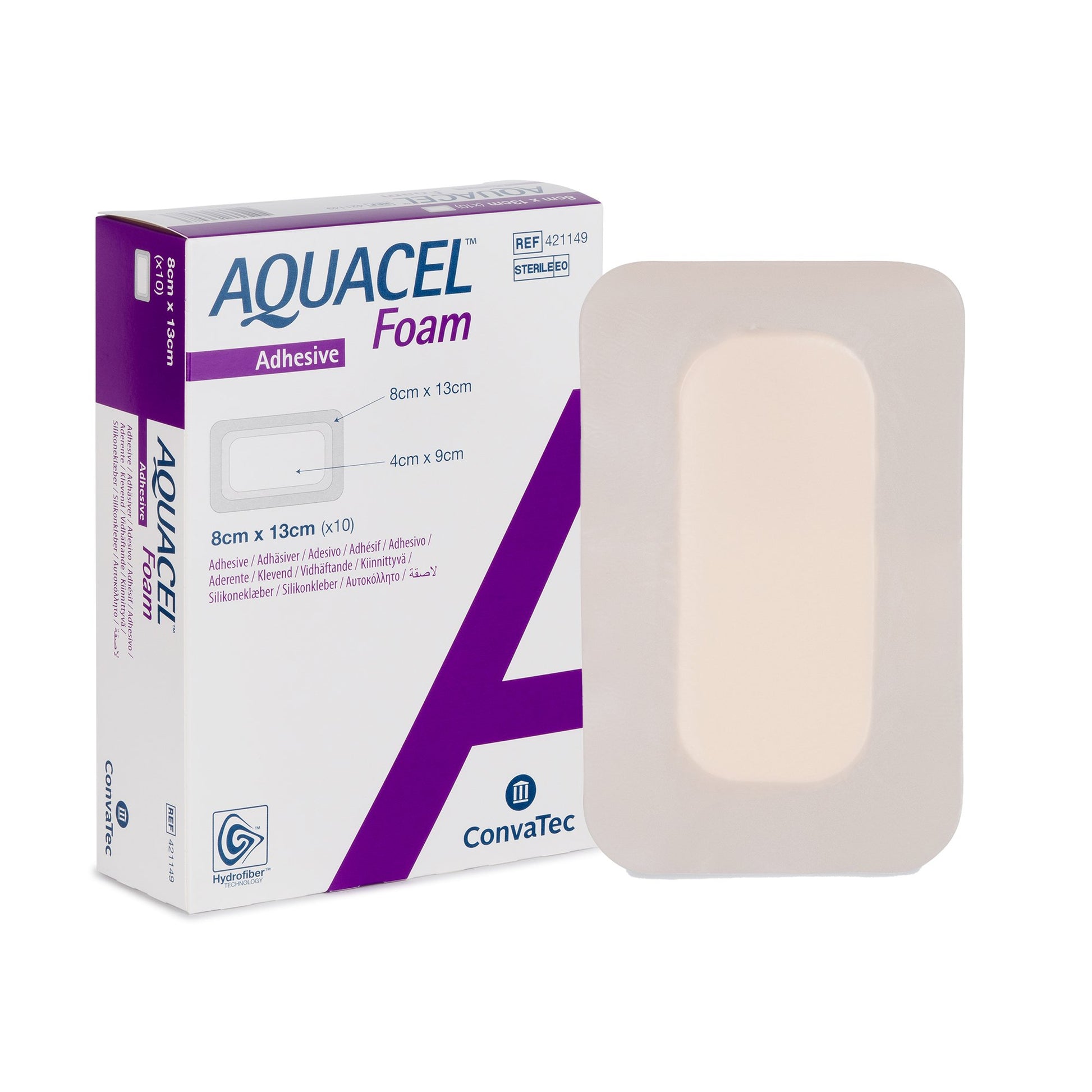 Aquacel Silicone Adhesive with Border Silicone Foam Dressing, 3 x 5 Inch