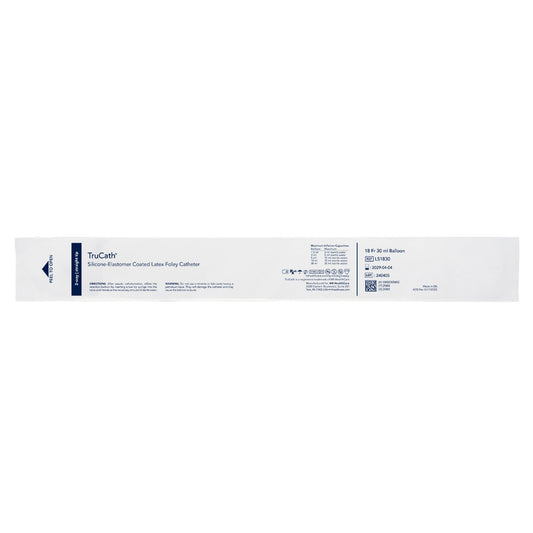 Foley Catheter TruCath 2-Way Standard Tip 30 mL Balloon 18 Fr. Silicone Elastomer Coated Latex