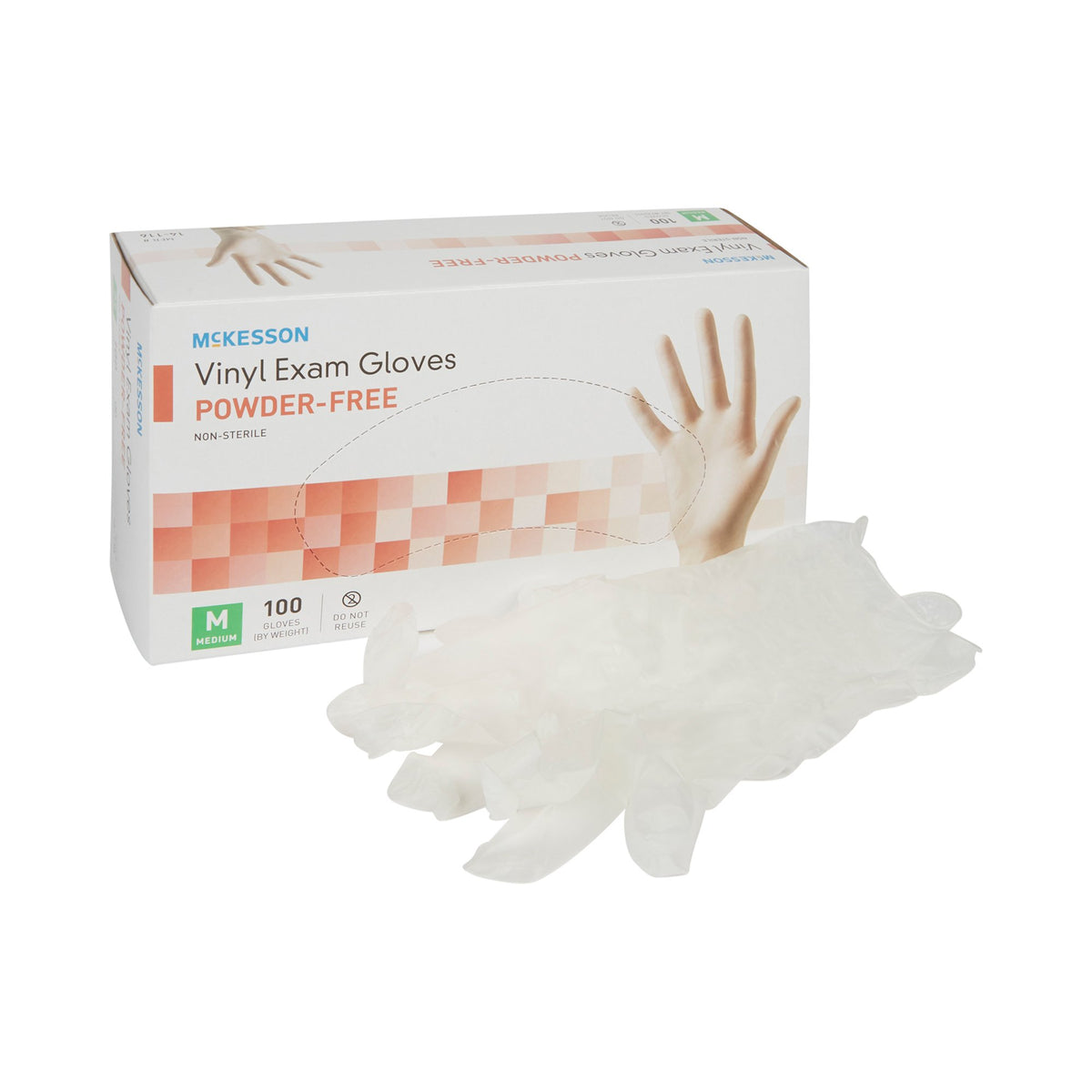 McKesson Vinyl Exam Glove, Medium, Clear