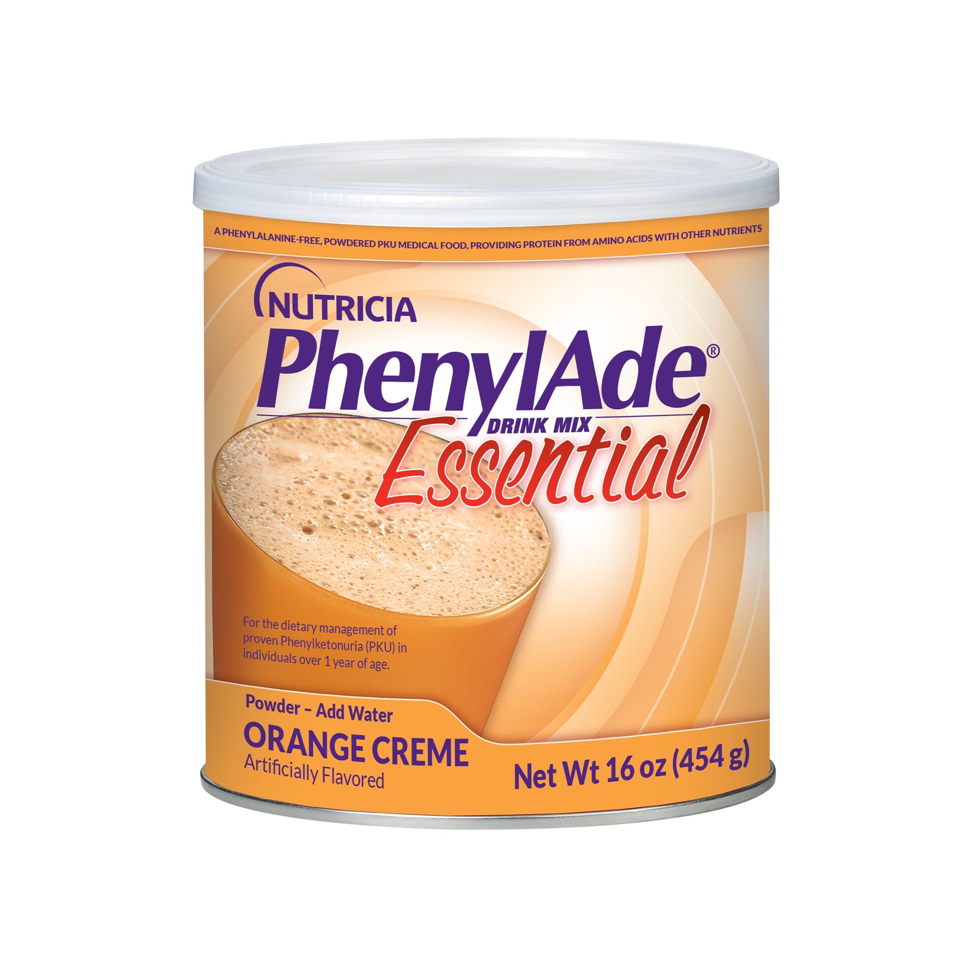 Oral Supplement PhenylAde Orange Crème Flavor Powder 16 oz. / 454 Gram Canister