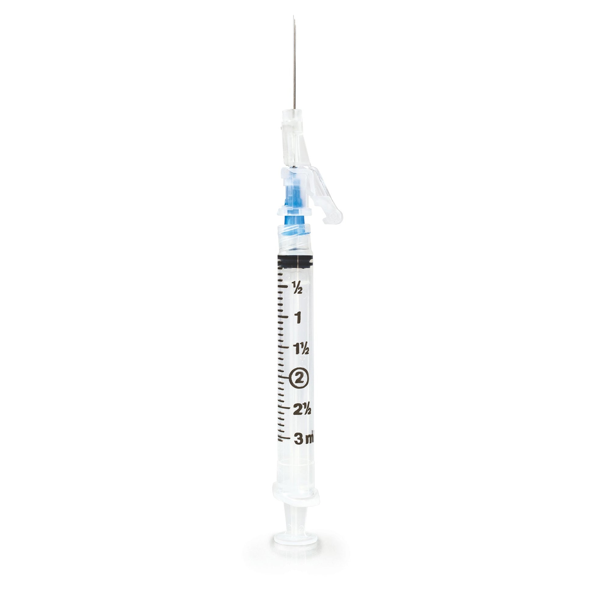 Safety Hypodermic Syringe with Needle McKesson Prevent SG 3 mL 1 Inch 23 Gauge Sliding Safety Needle Thin Wall