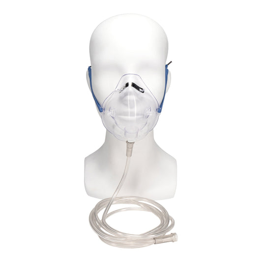 Oxygen Mask with ETCO2 Monitoring CapnoVue Elongated Style Adult One Size Fits Most Adjustable Head Strap