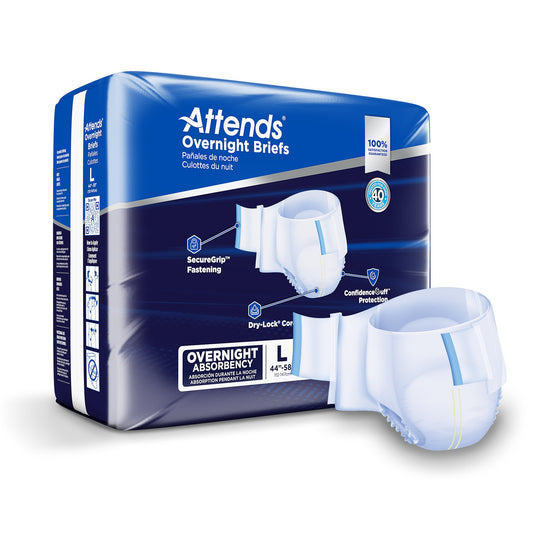 Attends Briefs with Overnight Protection, Large