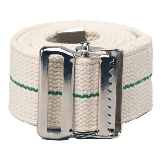 Posey Gait and Transfer Belt, White with Green Stripe, 54 Inch