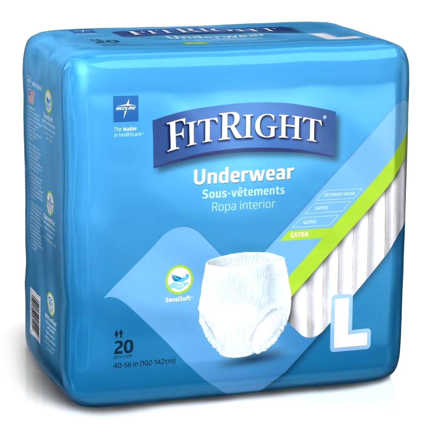 Absorbent Underwear FitRight Extra Pull On with Tear Away Seams Adult Large Unisex Disposable Moderate Absorbency